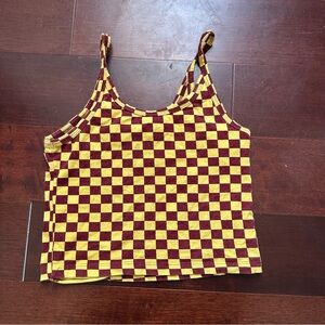 Arq Tank in Pierrot (checkered burgundy and yellow)
